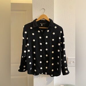ZARA Polka Dot Button Down Size Medium